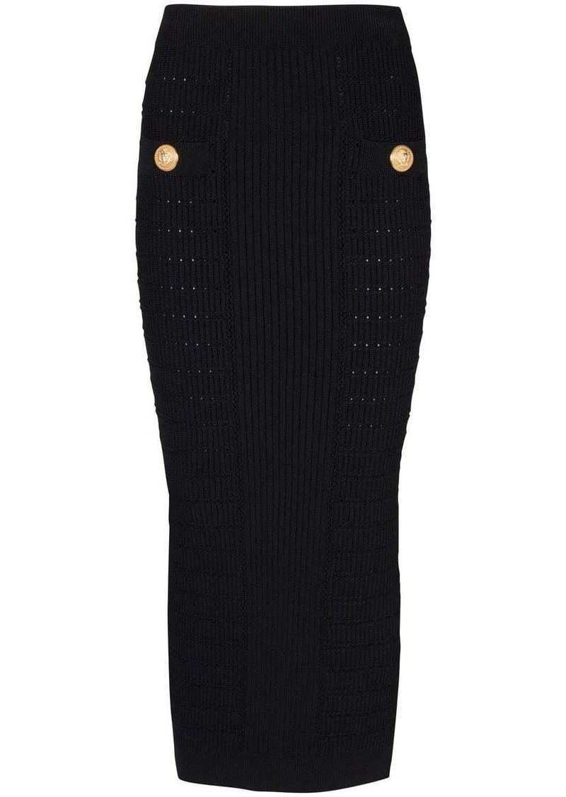 Balmain ribbed-knit pencil skirt