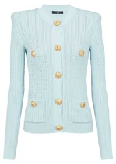 Balmain ribbed padded shoulder cardigan