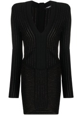 Balmain ribbed V-neck mini dress