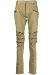 Balmain ripped multi-pocket skinny jeans