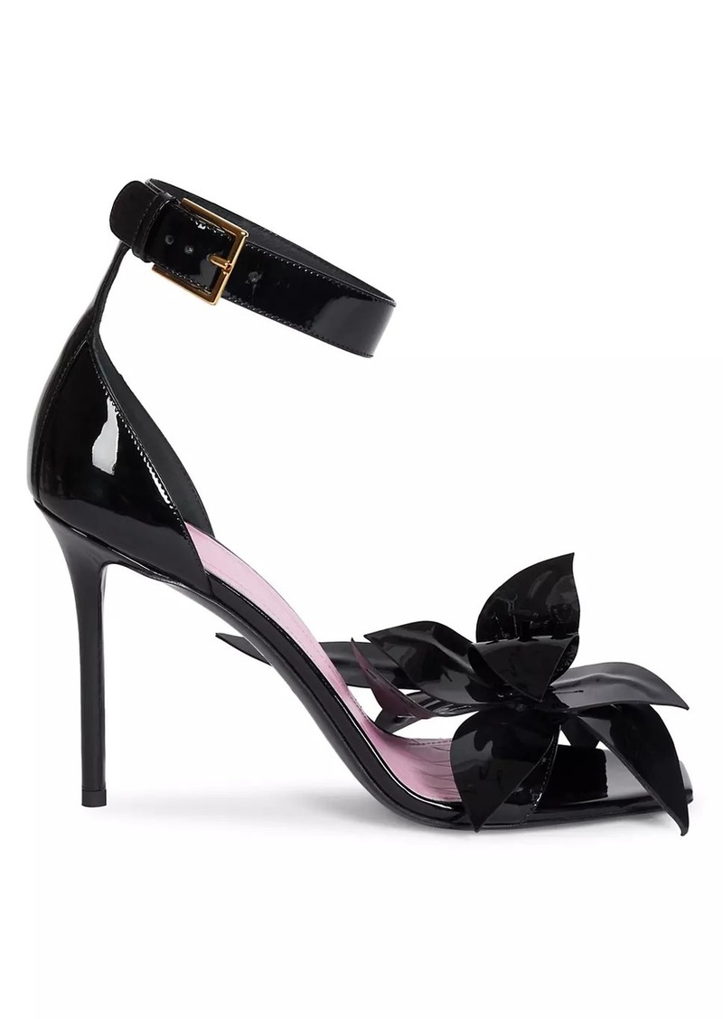 Balmain Ruby Flower Patent Leather Sandals