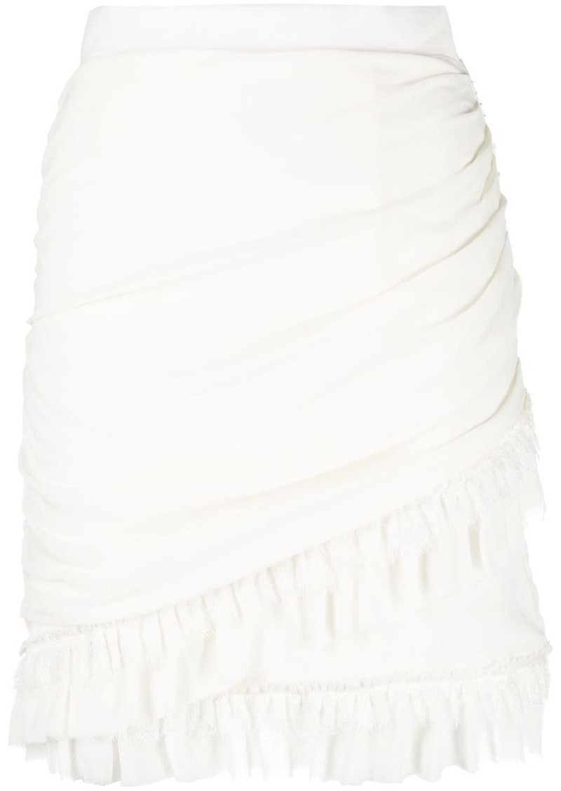 Balmain ruffled-trim gathered miniskirt