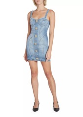 Balmain Seamed Denim Bustier Minidress