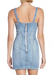 Balmain Seamed Denim Bustier Minidress