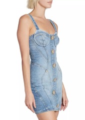 Balmain Seamed Denim Bustier Minidress