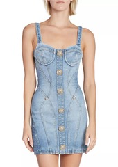 Balmain Seamed Denim Bustier Minidress