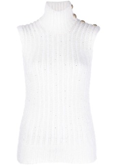 Balmain sequin-embellished knitted top