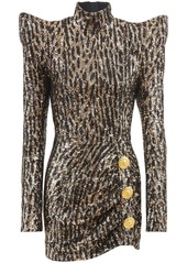 Balmain sequin-embellishment buttoned minidress