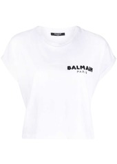 Balmain sequin logo round neck T-shirt