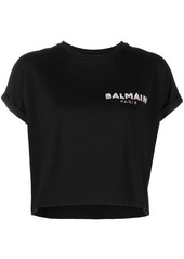 Balmain sequin logo round neck T-shirt