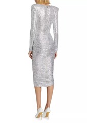 Balmain Sequined Cowlneck Midi-Dress