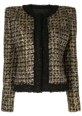 Balmain sequined cropped tweed jacket