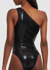 Balmain Sequined One Piece Swimsuit W/ Belt