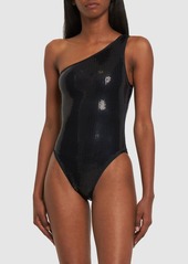 Balmain Sequined One Piece Swimsuit W/ Belt