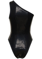 Balmain Sequined One Piece Swimsuit W/ Belt