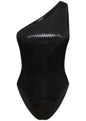 Balmain Sequined One Piece Swimsuit W/ Belt