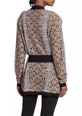 Balmain Sequined Python Print Belted Cardigan