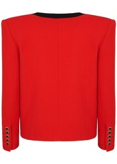 Balmain Shawl Collar Double Wool Crepe Jacket