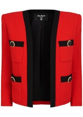 Balmain Shawl Collar Double Wool Crepe Jacket