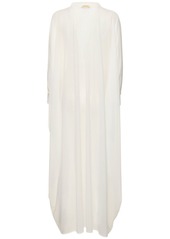 Balmain Shiny Jersey Long V-neck Kaftan Dress