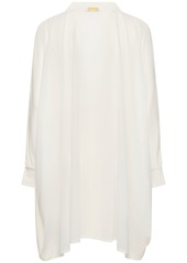 Balmain Shiny Jersey V-neck Mini Kaftan Dress
