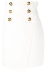 Balmain short high-waist buttoned wrap skirt