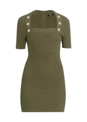 Balmain Short-Sleeve Button-Detailed Knit Dress