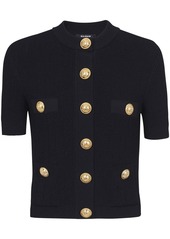 Balmain embossed-button short-sleeve cardigan