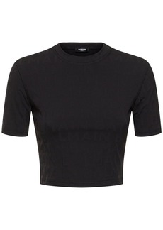 Balmain Short Sleeve Jersey Cropped T-shirt