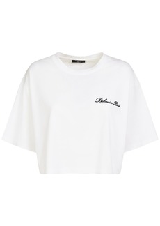 Balmain Signature Logo Cotton Crop T-shirt