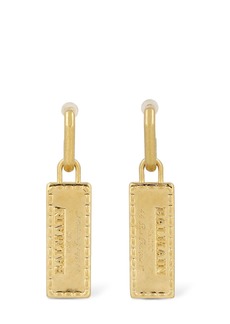 Balmain Signature Tubular Brass Earrings