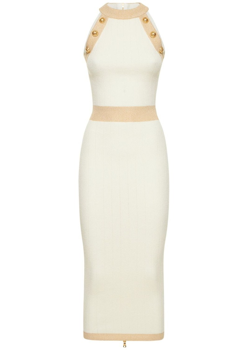 Balmain Sleeveless Viscose Lurex Knit Midi Dress