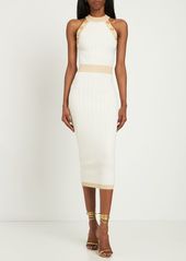 Balmain Sleeveless Viscose Lurex Knit Midi Dress