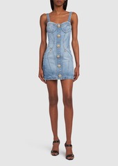 Balmain Stretch Cotton Denim Mini Dress