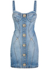 Balmain Stretch Cotton Denim Mini Dress