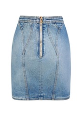 Balmain Stretch Cotton Denim Mini Skirt