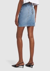 Balmain Stretch Cotton Denim Mini Skirt