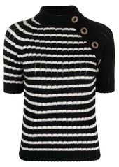 Balmain striped cashmere-blend top