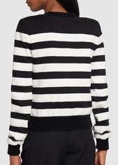 Balmain Striped Cotton Blend Jersey Cardigan