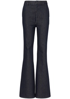 Balmain striped high-rise flared jeans