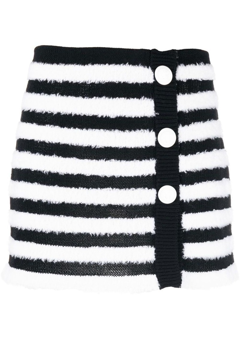 Balmain striped knitted button-up skirt