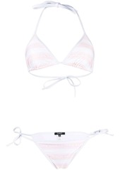 Balmain striped logo-print bikini