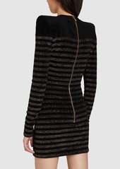 Balmain Striped Lurex Knit Mini Dress