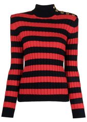 Balmain striped ribbed-knit jumper