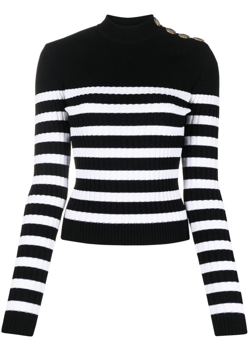 Balmain striped roll-neck jumper