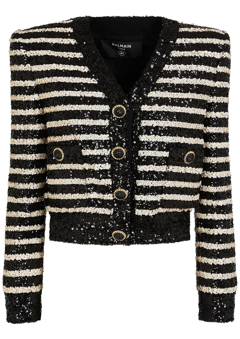 Balmain Striped Sequined Jacket