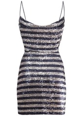 Balmain Striped Sequined Mini Dress