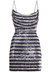 Balmain Striped Sequined Mini Dress