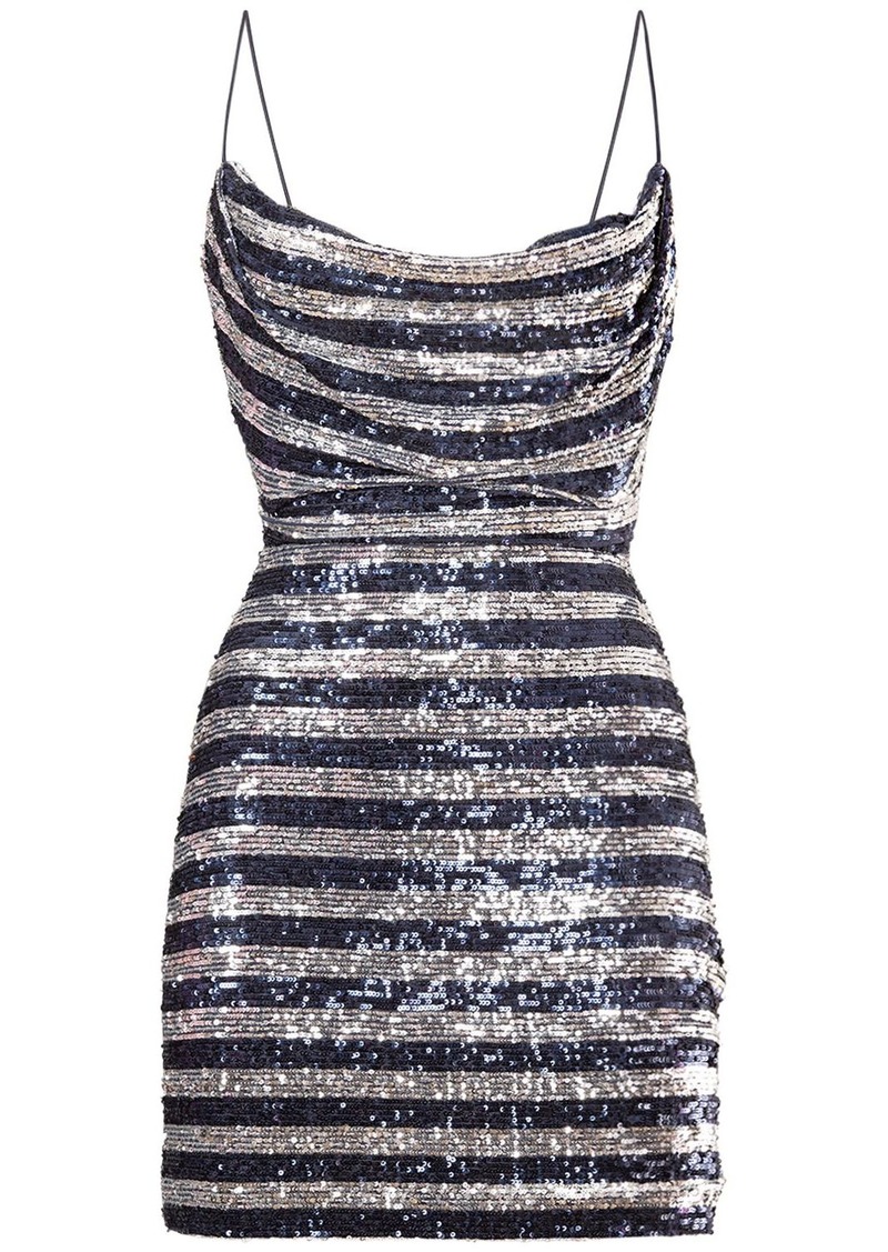 Balmain Striped Sequined Mini Dress