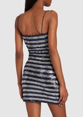 Balmain Striped Sequined Mini Dress